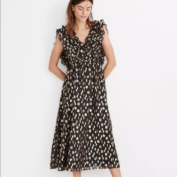 Metallic Clipdot Open-Back Ruffle Maxi Dress - Picture 4 of 6